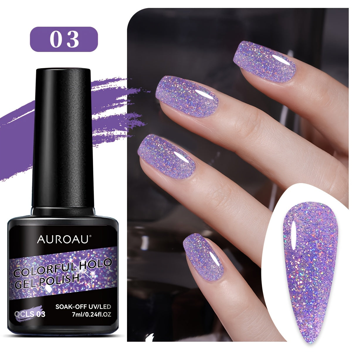 Vibrant Holographic Glitter Gel Nail Polish Long-Lasting Fast-Drying Alcohol-Free