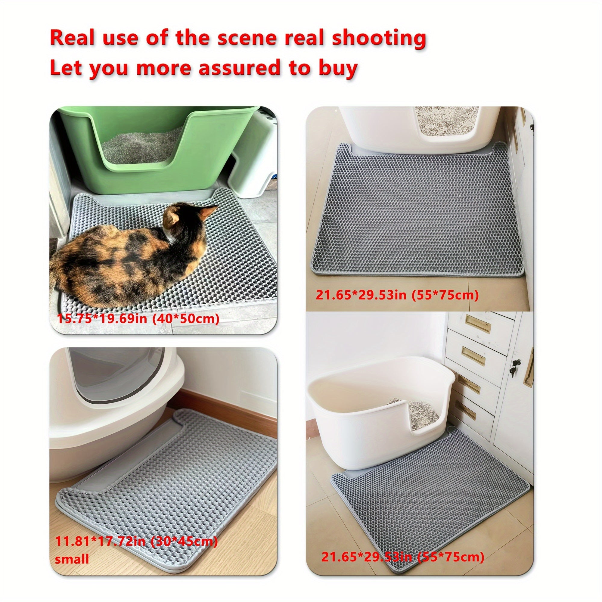 Cat Litter Mat EVA Double Layer Dust Control Easy to Clean Indoor Cat Hygiene