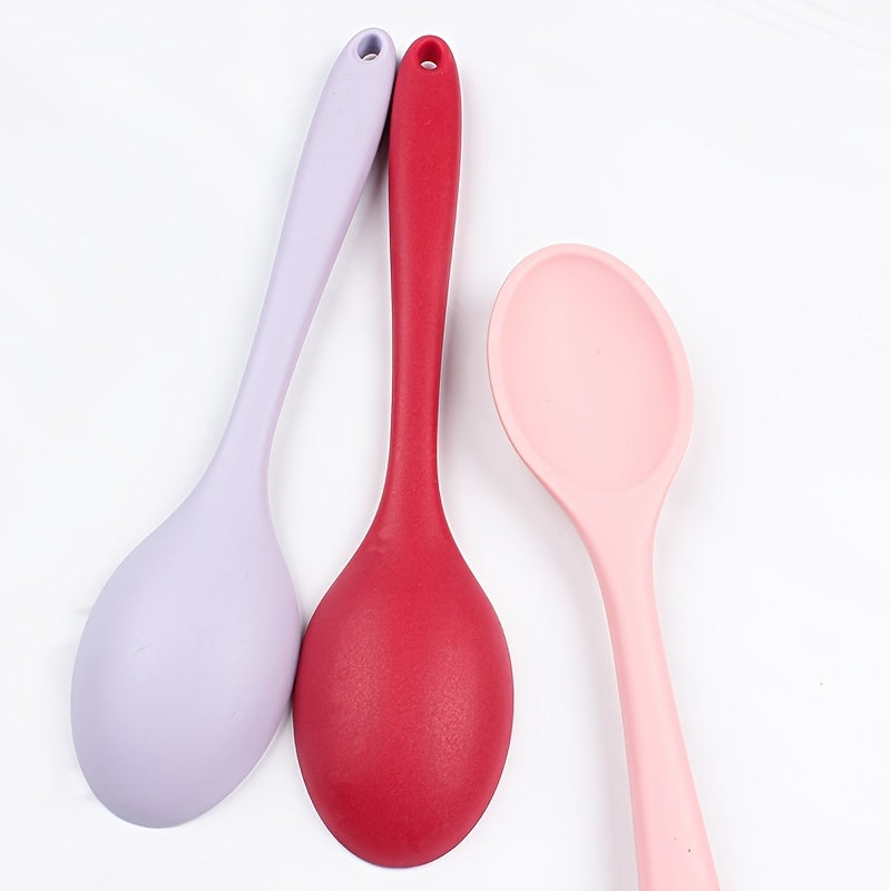 Silicone Soup Spoon Kitchen Utensil Non-Stick Heat-Resistant Cooking Tool
