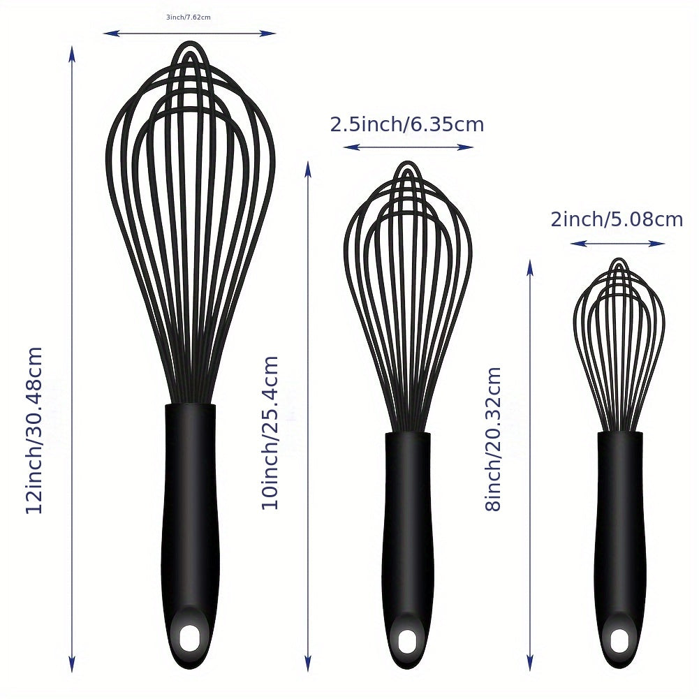 Silicone Whisk Dishwasher Safe Kitchen Cooking Heat-Resistant Powdered