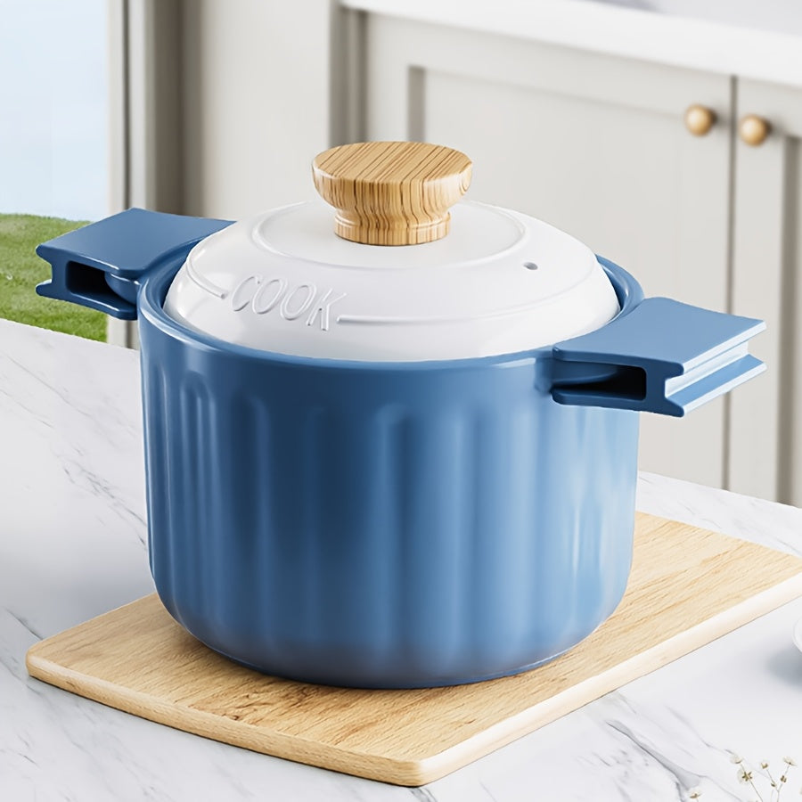 Textured Ceramic Soup Pot Yellow Lid Non-Stick Heat-Resistant Cookware