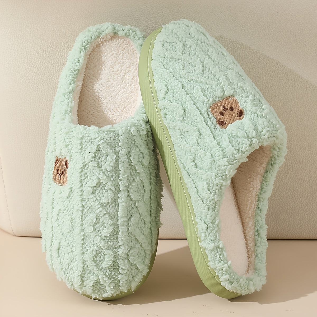 Women's Cozy Fleece Bear Slippers for Home Warmth