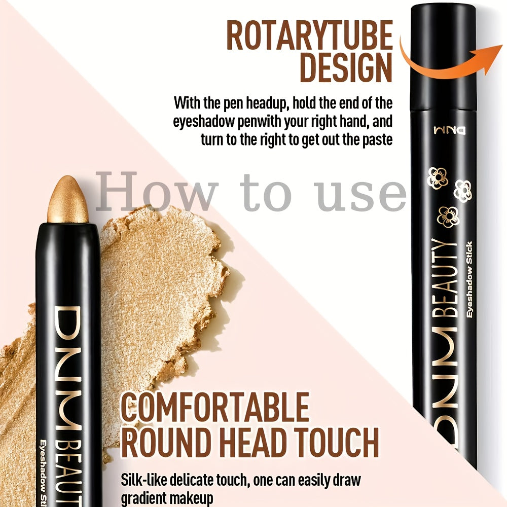 Women 15-Color Eyeshadow Stick Set Waterproof Glitter Shimmer Dual-Ended