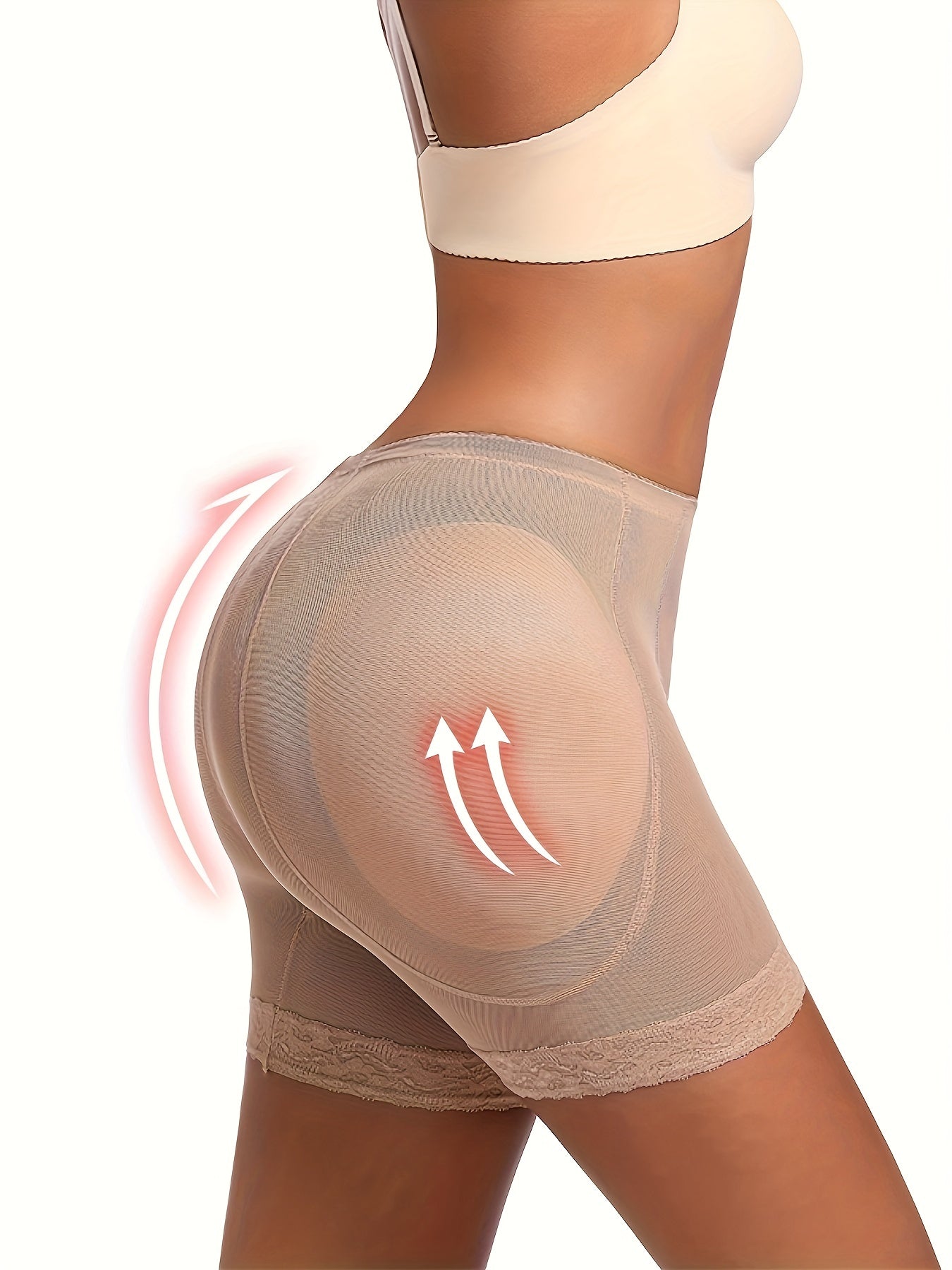 Women Mesh Shaping Shorts Tummy Control Butt Lifting Knit Fabric Solid