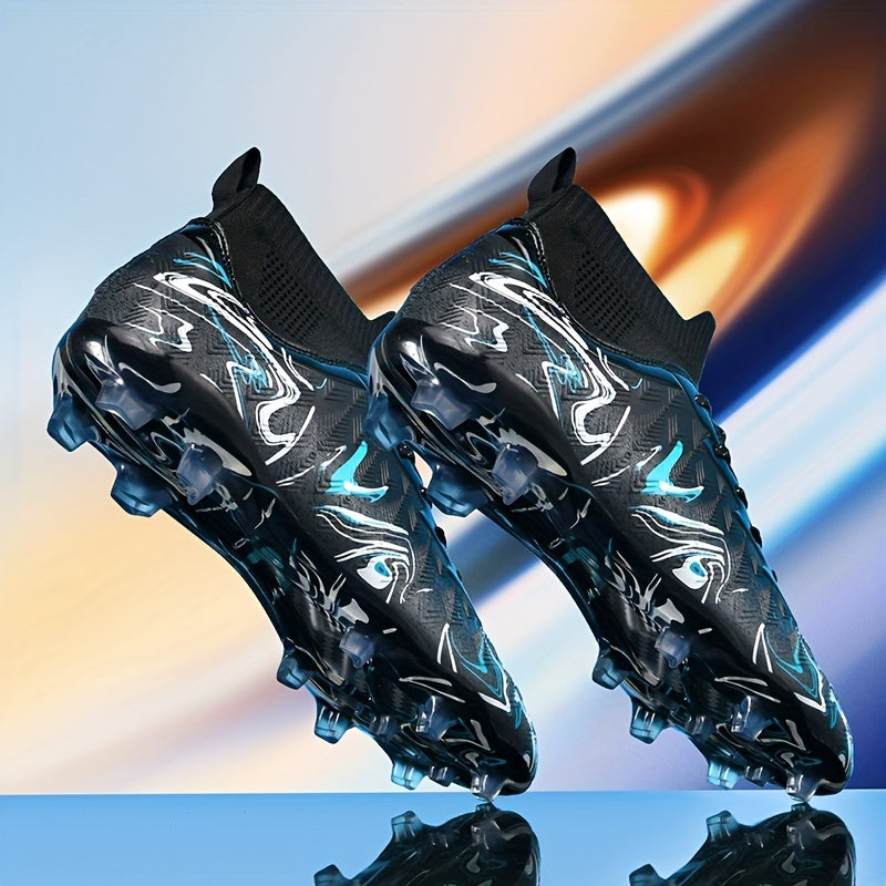 Men's Lightweight High-Top Football Boots PU Upper Breathable Fabric Insole TPU Sole