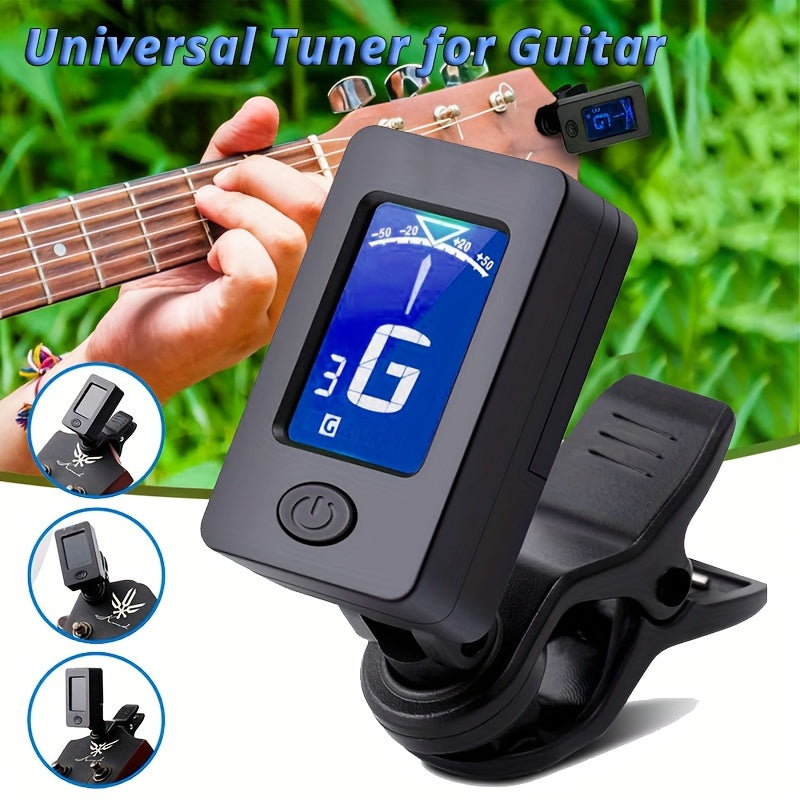 Clip-On Guitar Tuner with Easy-Read Display Accurate 3GHz Range ABS Material Green Indicator
