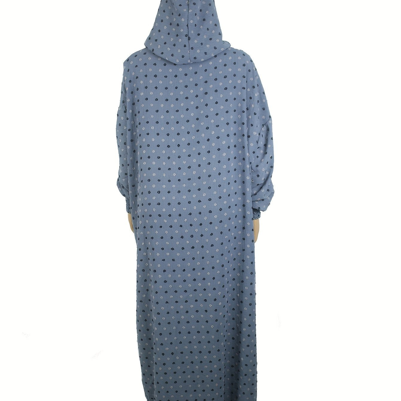 Plus Size Purple Abaya Dress With Lantern Sleeves Drawstring Waist