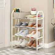 Four-Tier Stackable Shoe Rack Foldable Storage Organizer for Closet Bedroom