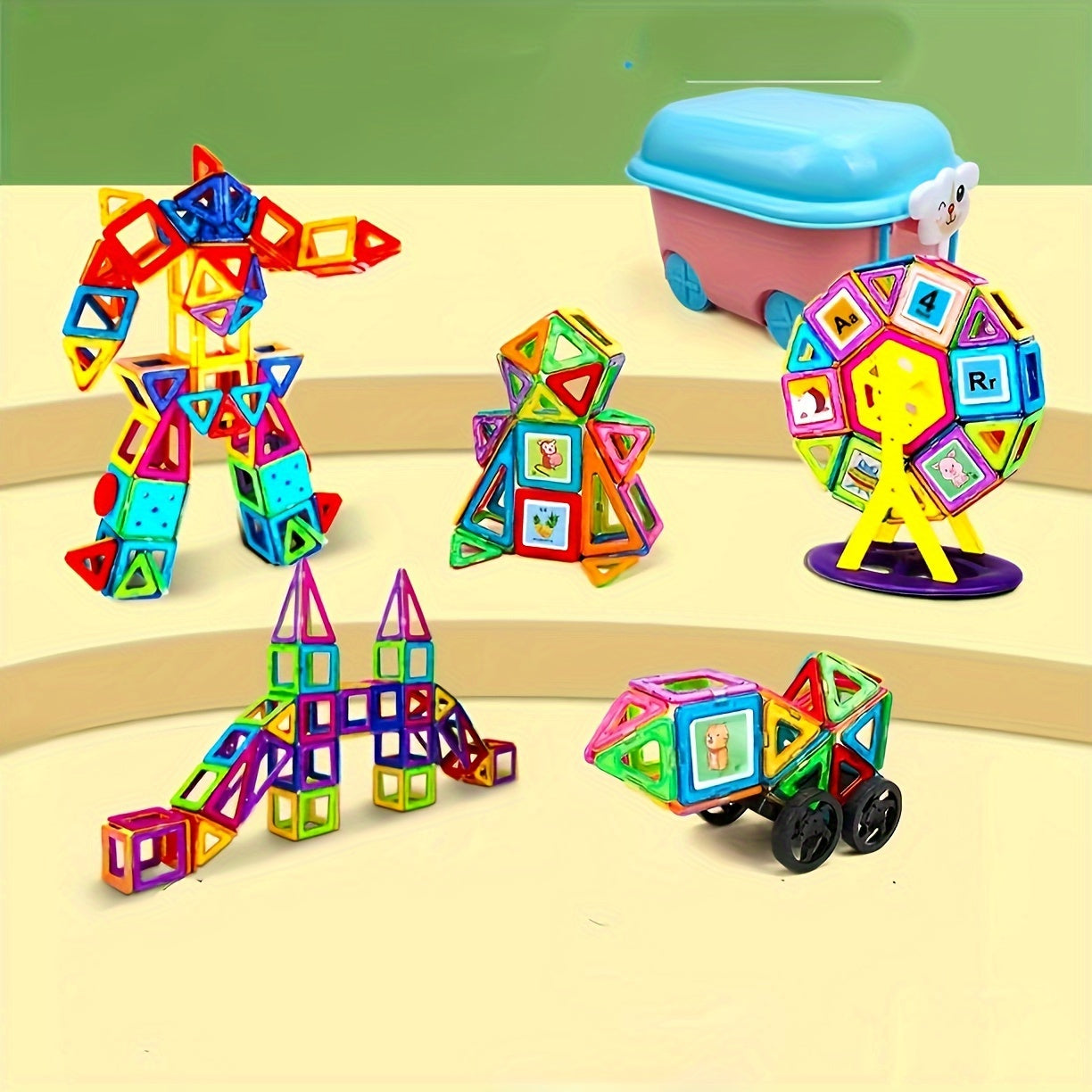 Large Magnetic Building Block Set 58 or 119 Pieces Educational Creative Toys for Kids