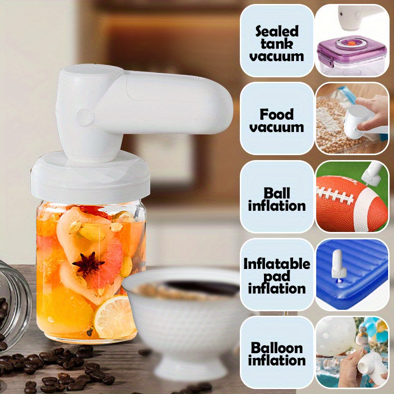 Portable Vacuum Sealer with 2-in-1 Blower and Pump, USB Rechargeable, Durable ABS