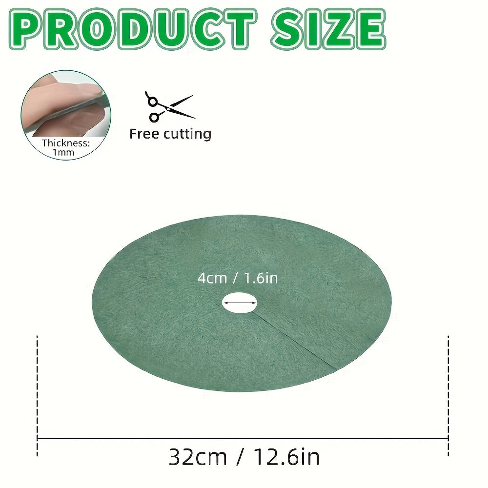 Green Reusable Tree Protector Rings Set of 6 Non-Woven Weed Barrier Mats Root Protection