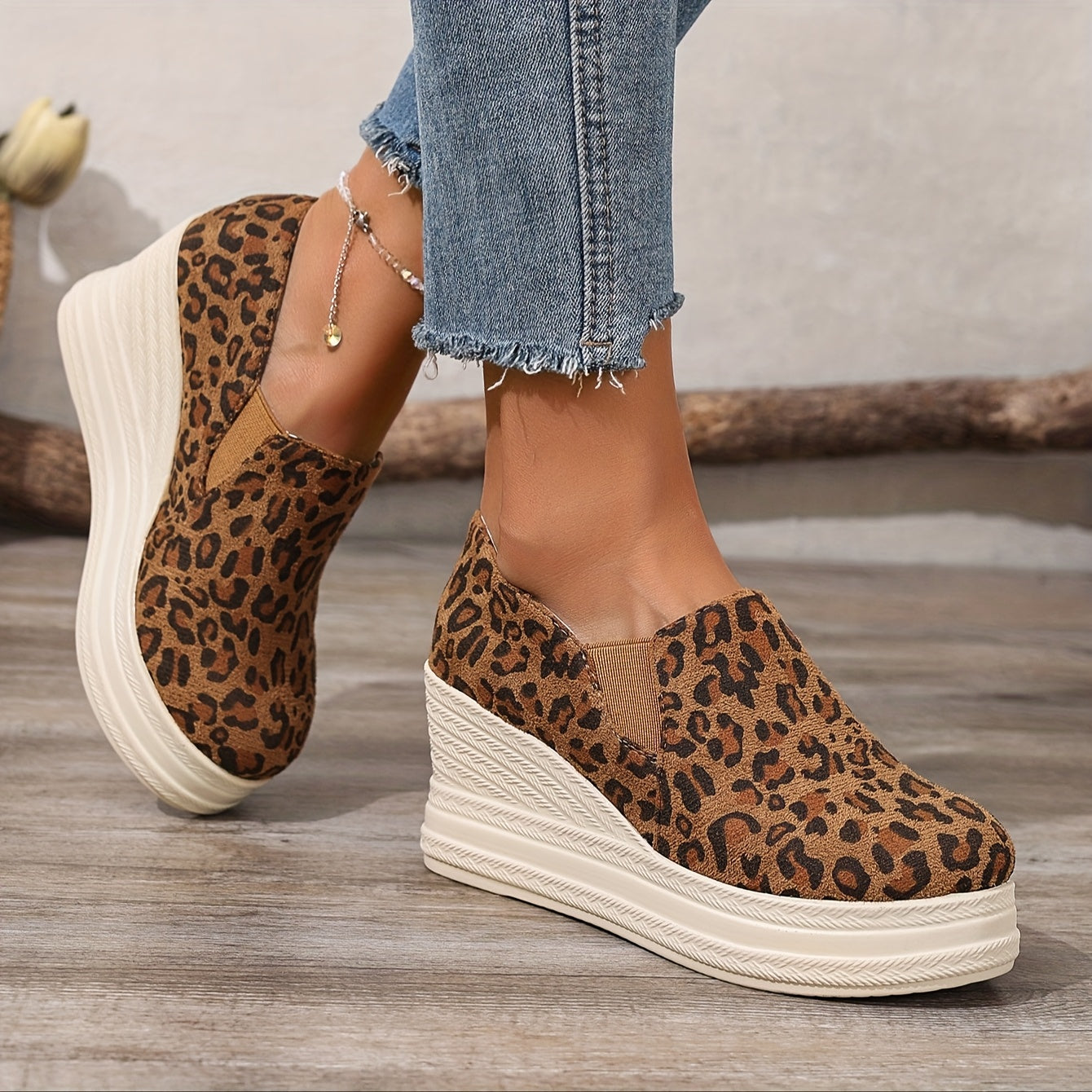 Women's Wedge Platform Flats Faux Straw Rope Sole Fashion Shoes