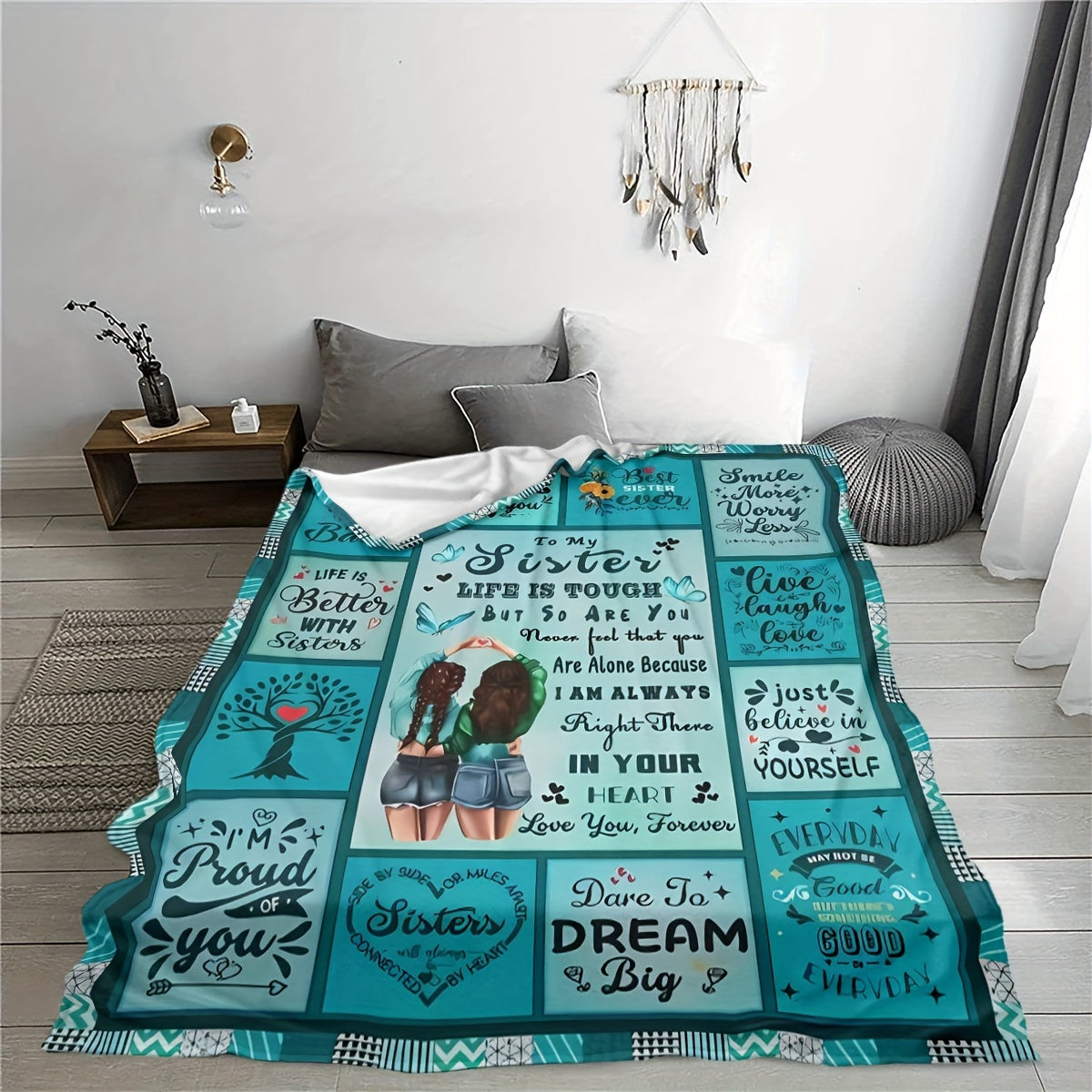 Flannel Fleece Throw Blanket for Women and Girls Digital Print Cozy Polyester Bed Sofa Chair Decor