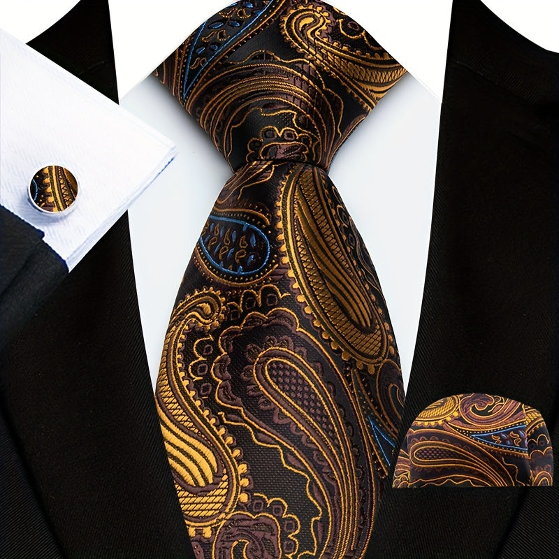  erkaklar uchun Paisley galstuk, manşetlinks va paypoq to'plami sovg'a uchun