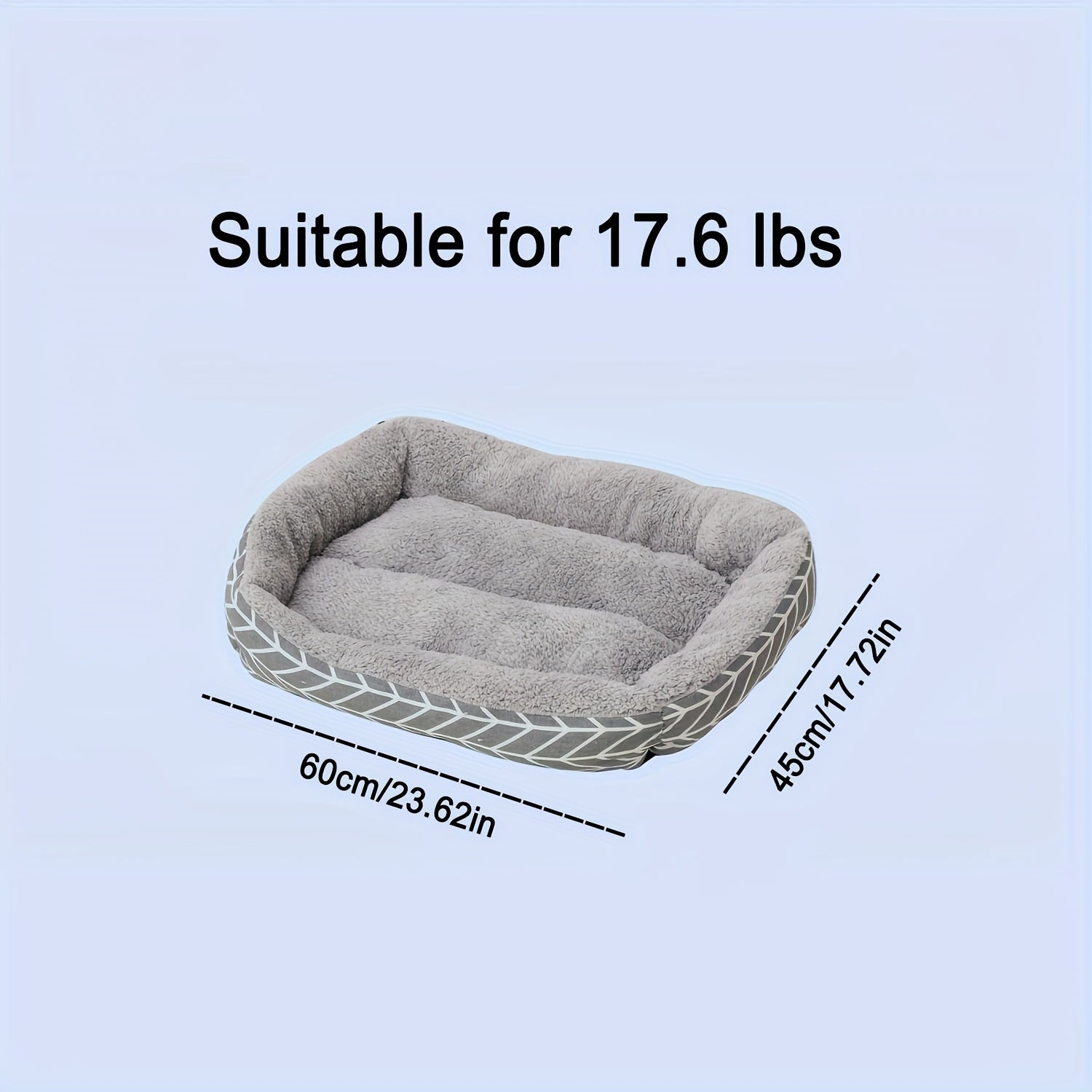 Pet Bed Small Dogs Cats Argyle Polyester Non-Slip Waterproof Grey