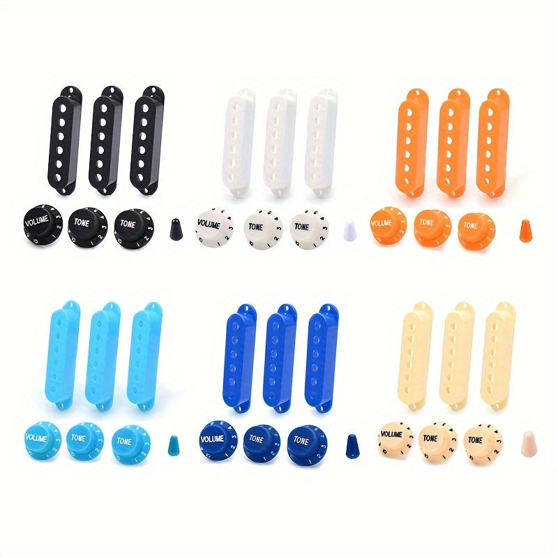 Set of 3 Plastic Electric Guitar Pickup Covers with Volume and Tone Knobs for 48/50/52mm Single Coil