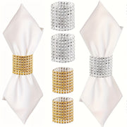 Set of 12 Gold Rhinestone Napkin Rings for Weddings Parties and Holiday Decor