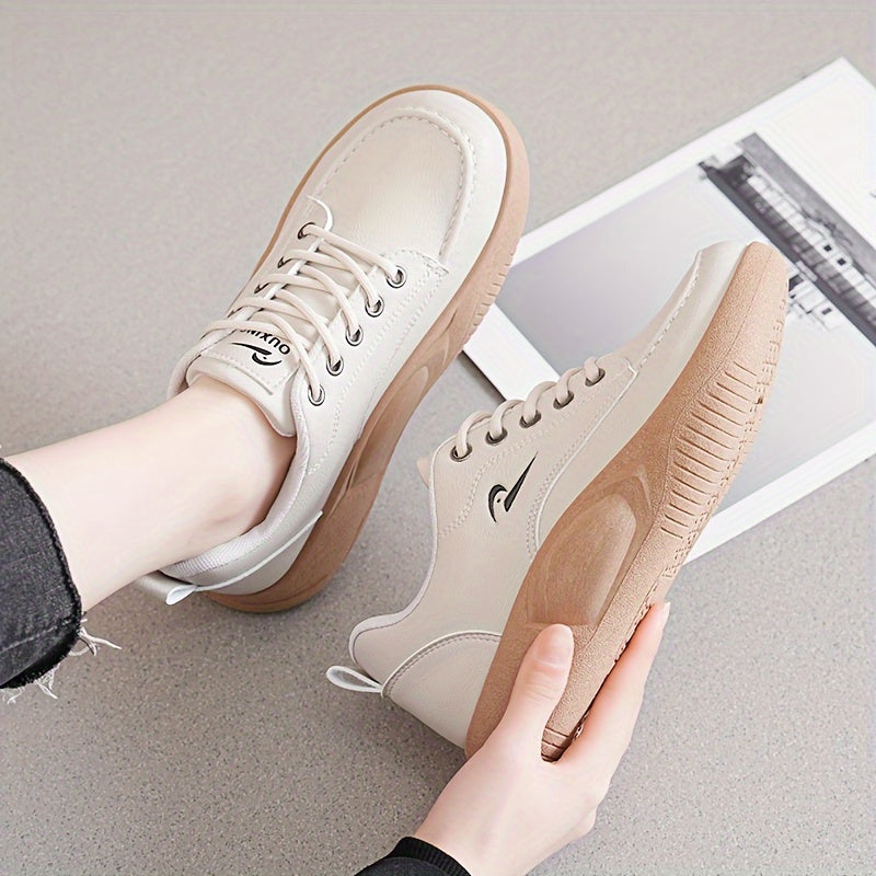 Women's Casual Sneakers Low Top Lace-Up Solid Color Fabric Lined PU Sole