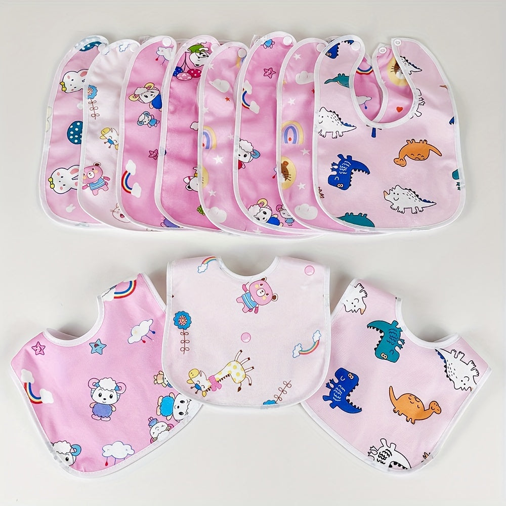 10-штук детских слюнявчиков водонепроницаемых кристальных бархатов с изображениями животных и космоса для чистого кормления