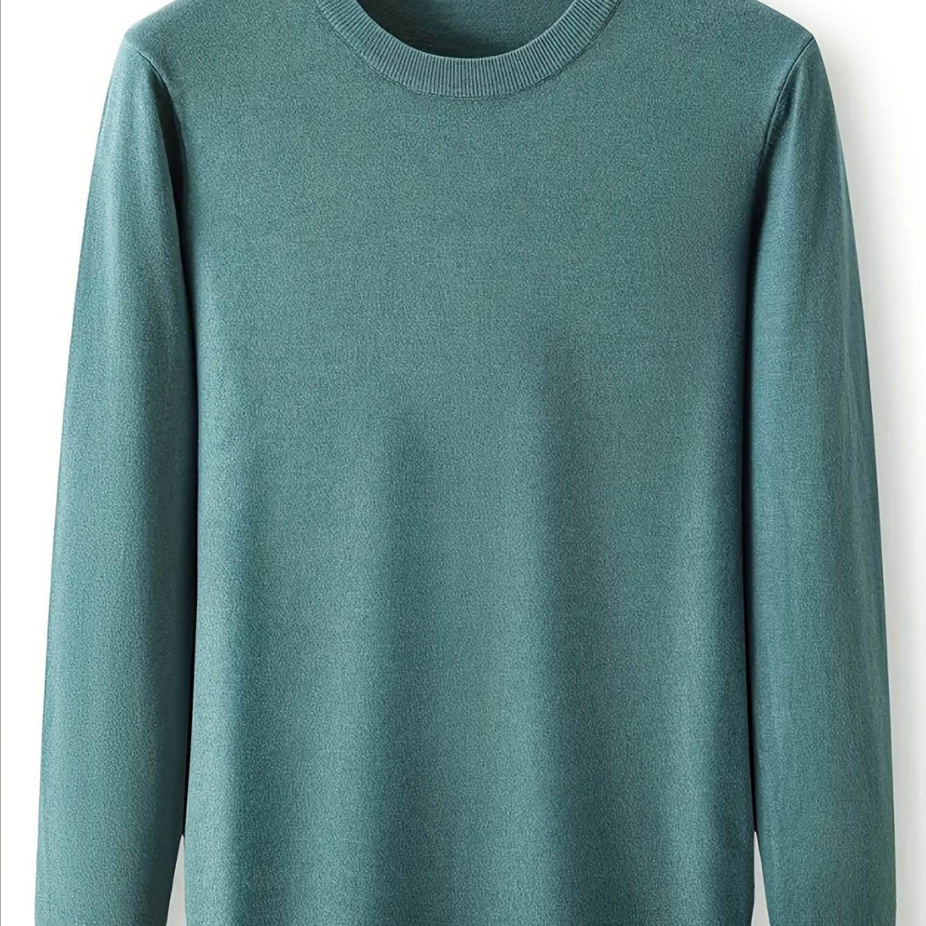 Men's Solid Color Knit Sweater Long Sleeve Crew Neck Fall Winter Casual
