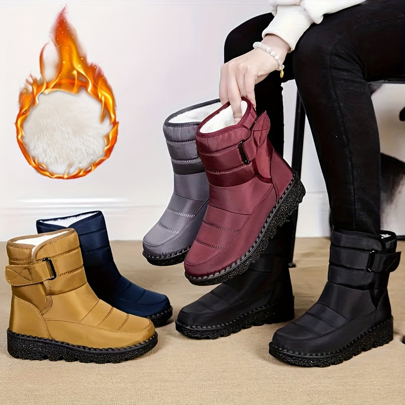 Women's Winter Snow Boots Faux Fur Lined Black Casual Waterproof