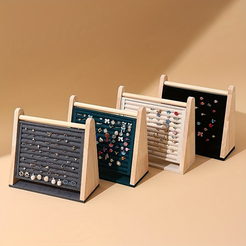 Beveled Rubber Wood Earring Display Stand for Jewelry Storage