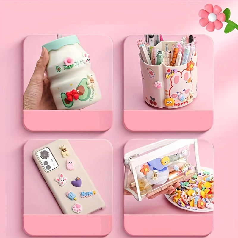 40 шт. милых мультяшных силиконовых наклеек для холодильника, телефона, термоса, декора