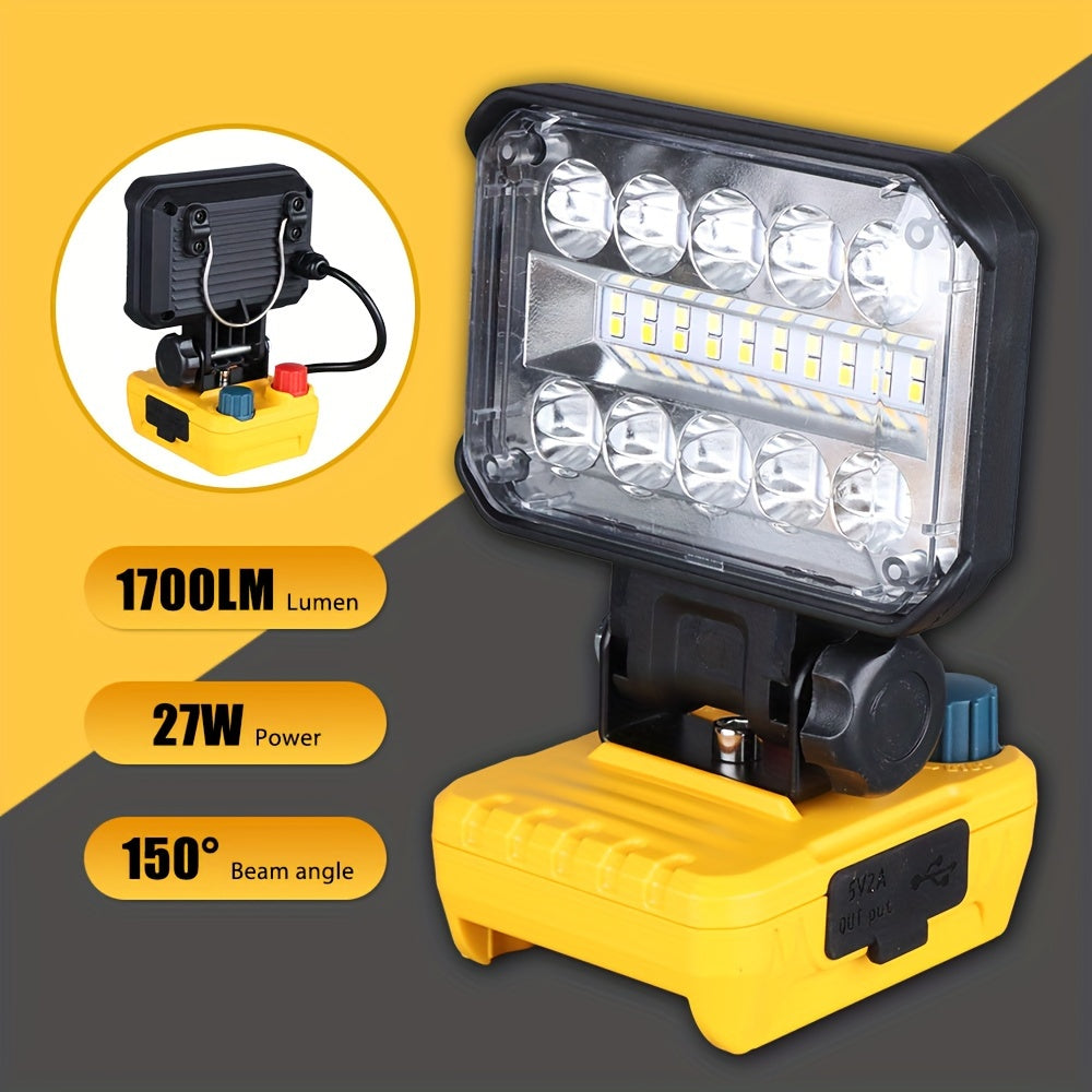 Luz de trabajo LED inalámbrica de 1700 lúmenes, brillo y temperatura de color ajustables, portátil para exteriores, reparación de autos, emergencias y sitios de trabajo