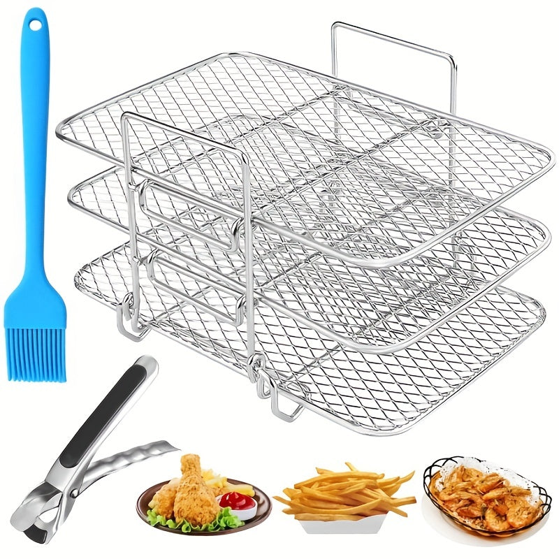 Barbecue Rack Set with Stainless Steel Three-Layer Dehydration and Grill Racks