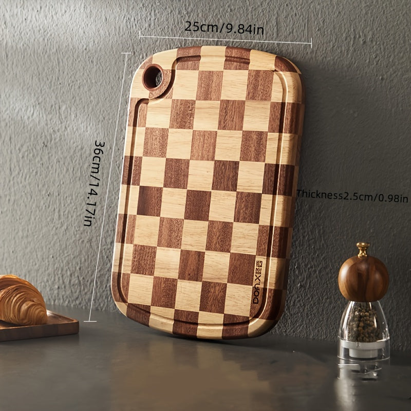 Доска для нарезки из грушевого дерева с шахматным узором для мяса, сыра, хлеба и овощей