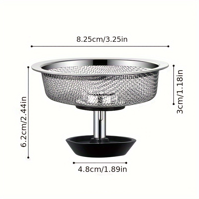 Stainless Steel Sink Strainer with Stopper Food Scrap Filter Dishwasher Safe
