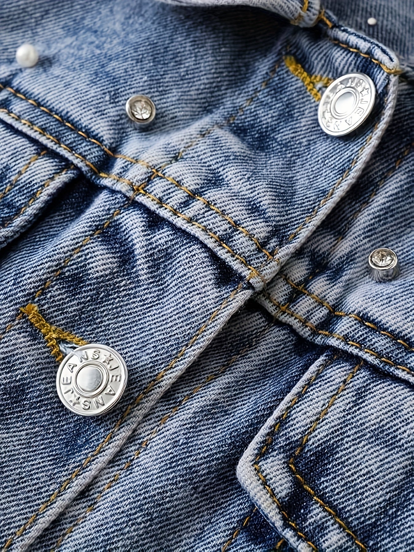 Women's Denim Jacket with Pearl Rhinestone Embellishments Casual Spring Fall Outerwear