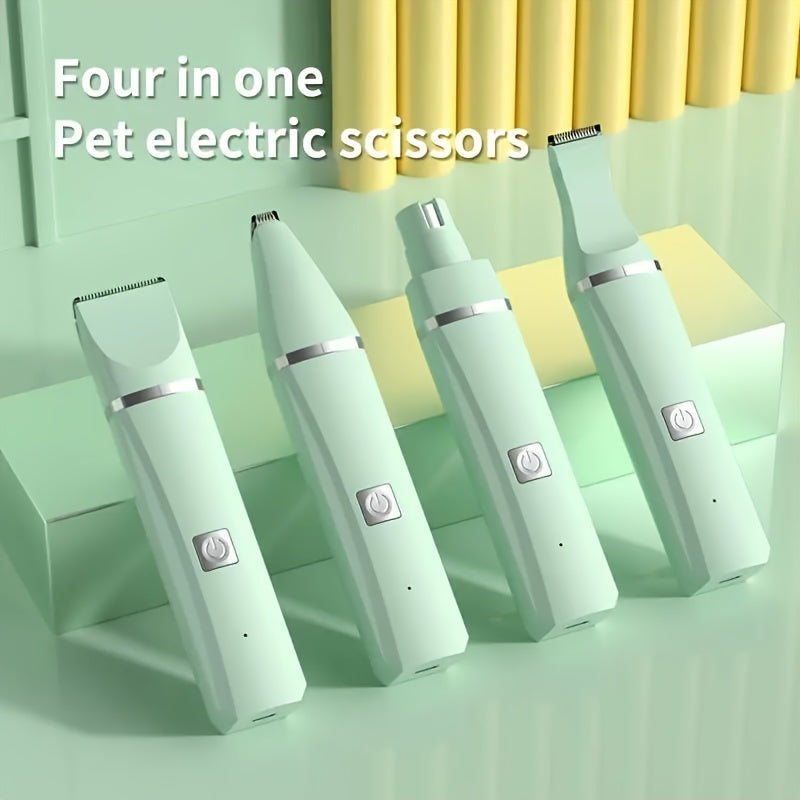 4-in-1 USB Rechargeable Pet Grooming Kit for Cats and Dogs Electric Clippers Nail Trimmer Foot Shaver