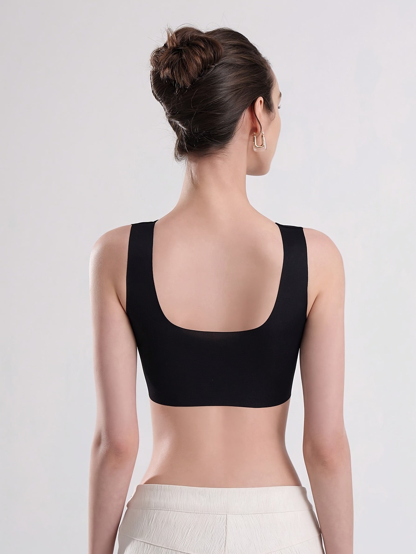 Women's Plus Size Seamless Ice Silk Sports Bra Set Medium Support Backless