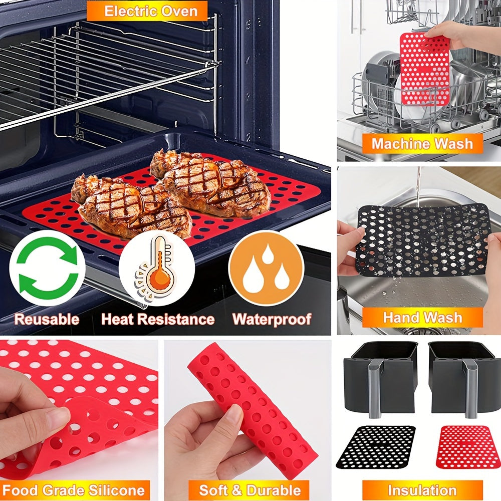 Reusable Silicone Air Fryer Liner Set of 2 Non-Stick Baking Mats for Air Fryers