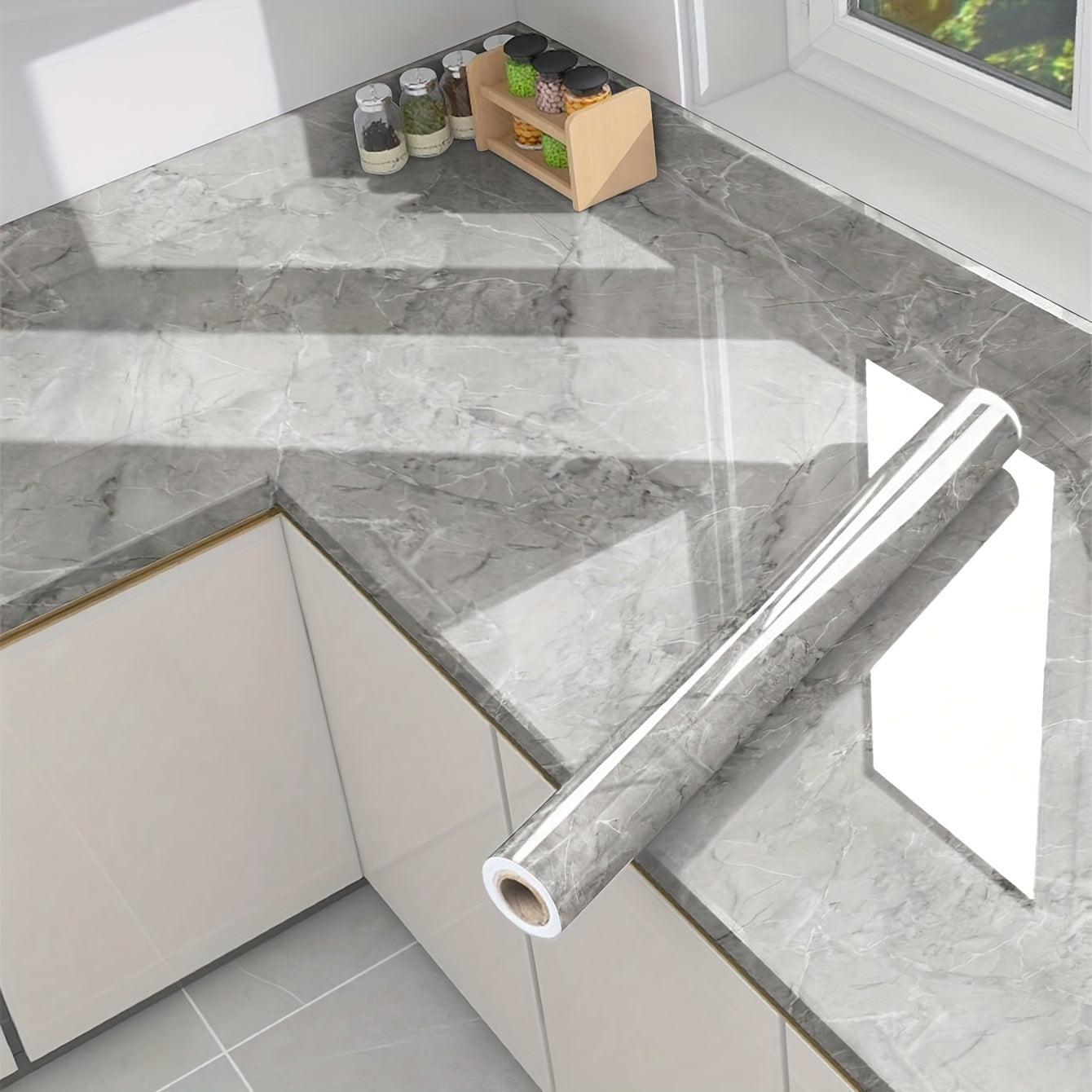 Self-Adhesive Waterproof Marble Wall Stickers for Kitchen Bathroom Renovation