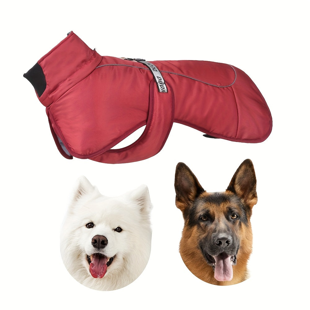 Waterproof Windproof Dog Jacket with Fleece Lining for Small to Large Breeds