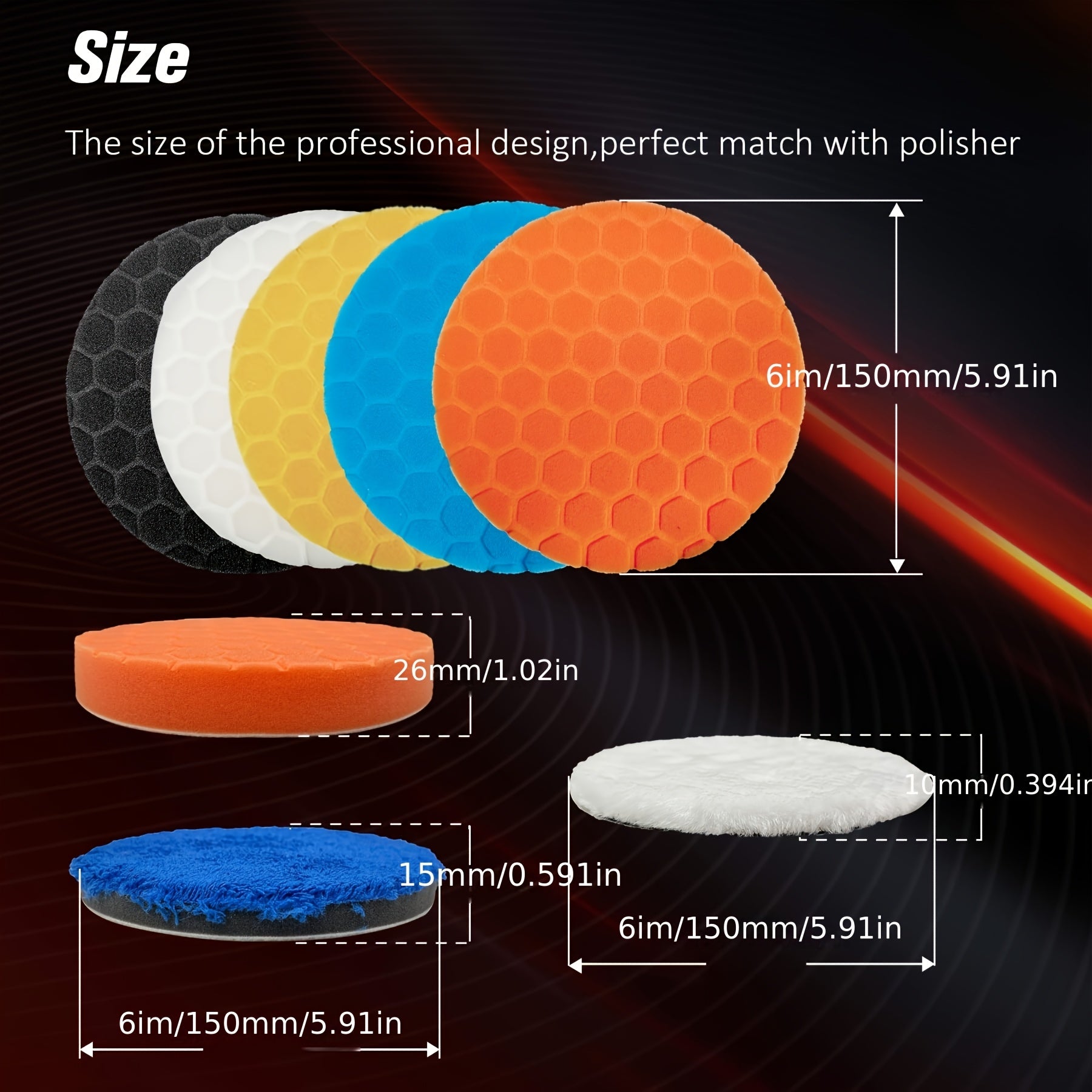7pcs 6 Inch Buffing Polishing Pads Car Compound Sponge Kits for Waxing