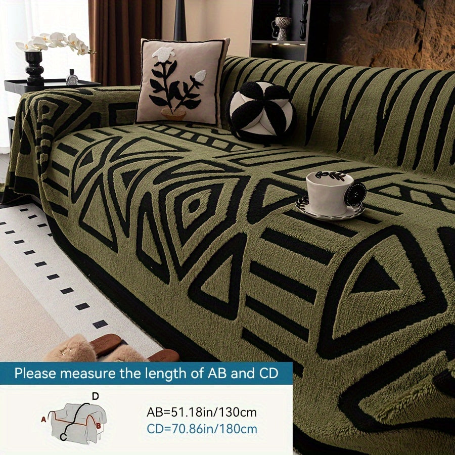 Чехол на диван Glam Style Sherpa, толстый плюш, защитник мебели, моющийся в машине, устойчивый к выцветанию, дружелюбный к питомцам, подходит для кресла, дивана-кровати, 3-4 местного секционного.