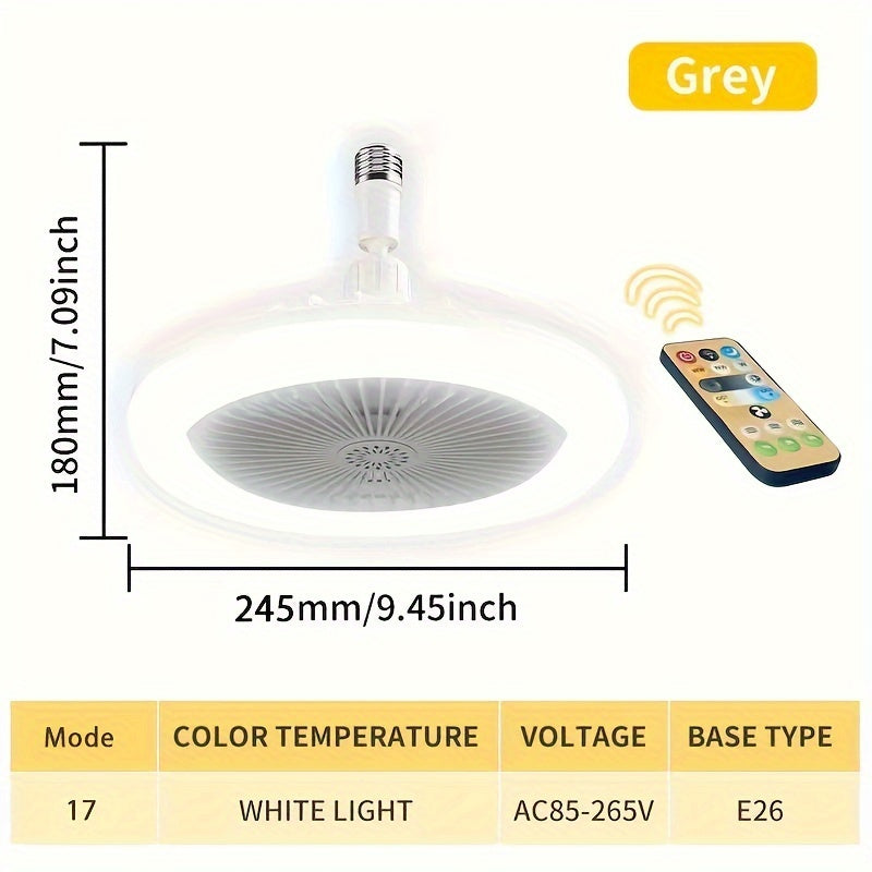 White Crystal Cover Dimmable Ceiling Fan Light with Remote Control 3 Speeds 3 Colors 17 Modes