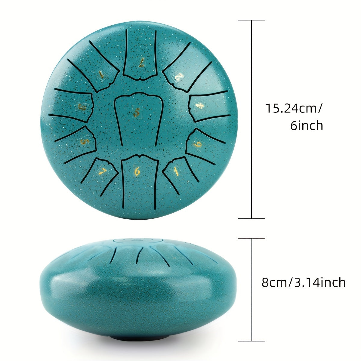 15.24 cm Steel Tongue Drum with 11 Tones for Adults Green Navy Blue Musical Instrument