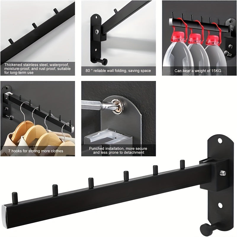 Stainless Steel Coat Rack with Swing Arm for Bathroom Bedroom Laundry Room