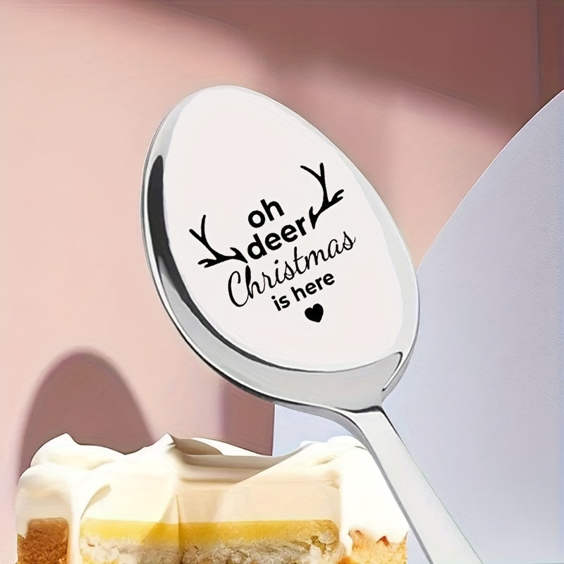 Ложка из нержавеющей стали с лазерной гравировкой, длинная ручка, рождественский и хэллоуинский подарок, сувениры