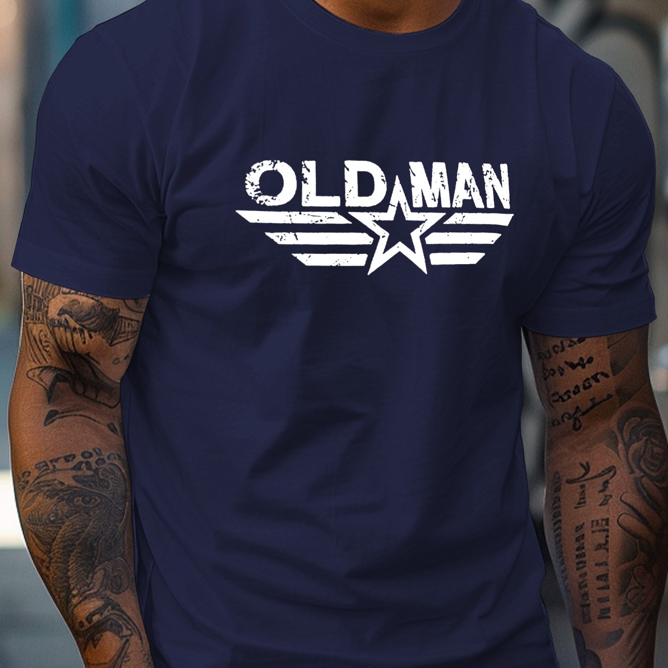 Мужская футболка из полиэстера с круглым вырезом, короткий рукав, обычный крой, летняя с графикой, увеличенного размера