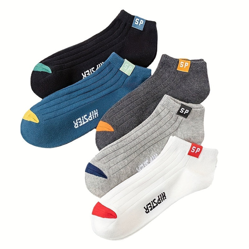 Men's Alphabet Pattern Socks 95% Polyester 5% Elastane Knit Anti-Odor All-Season