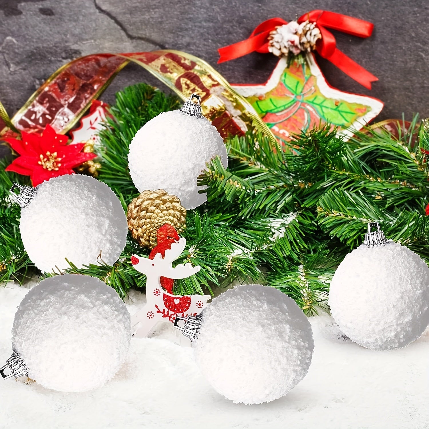 24 Christmas Snowball Ornaments Foam Balls for Tree Decoration 3.99cm