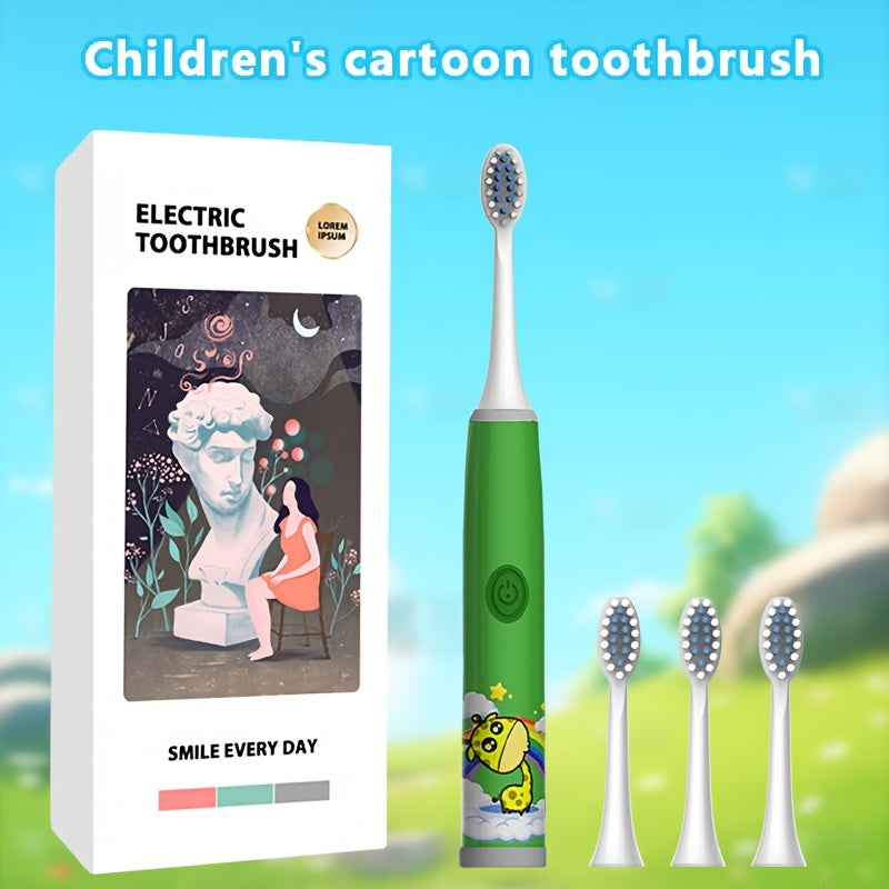 Детская электрическая зубная щетка для детей 3-15 лет, работает на батарейках, 3 цвета, мягкая для зубов