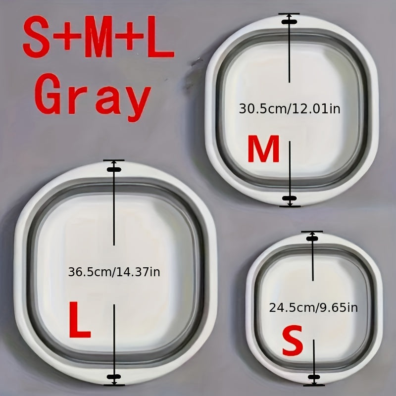 3-Pack Foldable Plastic Basin for RV Bathroom Face Washing Underwear Cleaning Foot Soaking