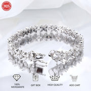 Silver Butterfly Bracelet with Moissanite Stones 2MM Plated in Platinum