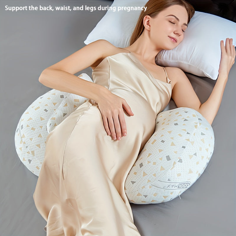 Adjustable Full Body Pregnancy Pillow with Soft Polyester Support for Expectant Mothers